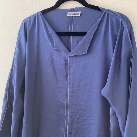 tutu & lili blouse xs/small purple indigo long sleeve tunic - Picture 4 of 7